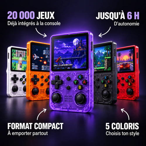 Gamme Pixelo en 5 coloris : 20 000 jeux intégrés, jusqu'à 6 h d'autonomie, format compact
