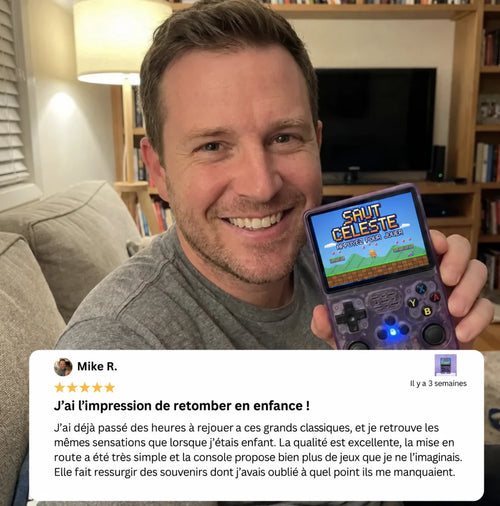 Avis client Mike R. : « J'ai l'impression de retomber en enfance » – console rétro Pixelo